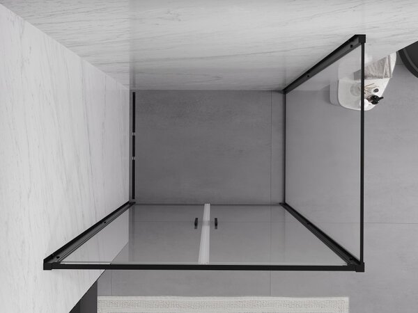 Mexen Exo, cabina de dus cu usa batanta 80 x 75 cm, sticla transparenta 6 mm, profil negru, 814-080-075-70-00