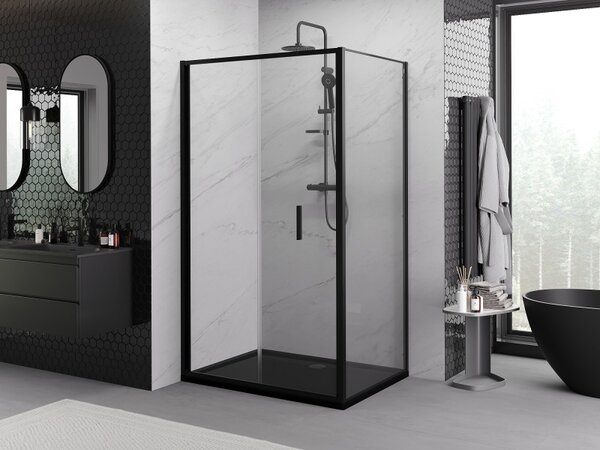 Mexen Exo, cabina de dus cu usa plianta 100 x 75 cm, sticla transparenta 6 mm, profil negru, 816-100-075-70-00