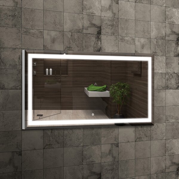 Venti Willa oglindă 120x60 cm dreptunghiular cu iluminare argint 5907722357984