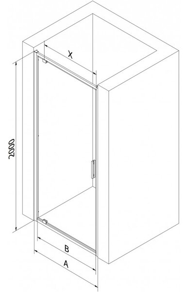 Mexen Exo, usa de dus cu 1 canat pentru deschidere 60 cm, sticla transparenta 6 mm, profil cromat, 8181-060-000-01-00