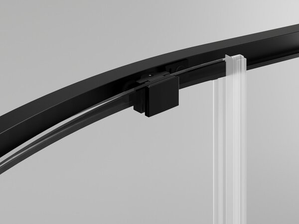 Mexen Exo, cabină de duș asimetrică cu ușă glisantă 100 x 90 cm, sticlă transparentă de 6 mm, profil negru, 8131-100-090-70-00