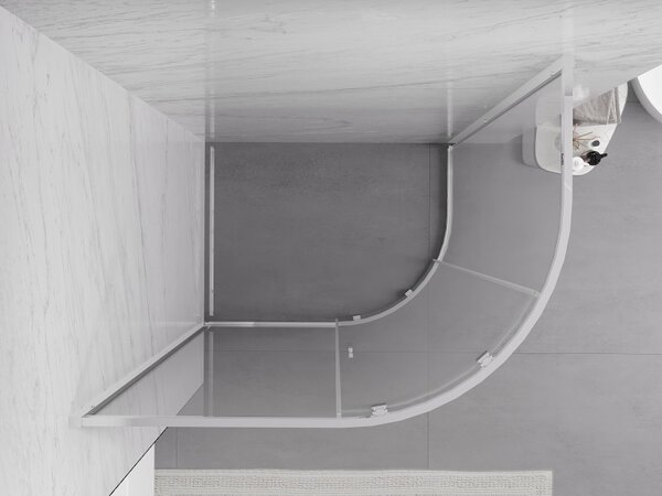 Mexen Exo, cabină de duș asimetrică cu ușă glisantă 100 x 90 cm, sticlă transparentă de 6 mm, profil cromat, 8131-100-090-01-00