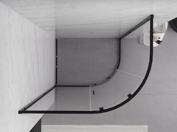 Mexen Exo, cabină de duș asimetrică cu ușă glisantă 100 x 90 cm, sticlă transparentă de 6 mm, profil negru, 8131-100-090-70-00