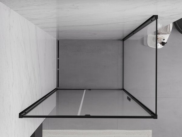Mexen Exo, cabina de dus cu usa batanta 90 x 75 cm, sticla transparenta 6 mm, profil negru, 819-090-075-70-00