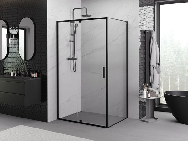 Mexen Exo, cabina de dus cu usa batanta 90 x 75 cm, sticla transparenta 6 mm, profil negru, 819-090-075-70-00