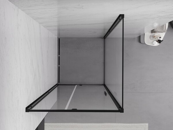 Mexen Exo, cabina de dus cu usa batanta 95 x 95 cm, sticla transparenta 6 mm, profil negru, 819-095-095-70-00