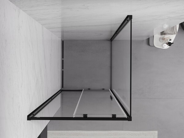 Mexen Exo, cabină de duș cu ușă glisantă 95 x 95 cm, sticlă transparentă de 6 mm, profil negru, 8151-095-095-70-00