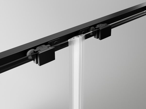 Mexen Exo, cabină de duș cu ușă glisantă 95 x 95 cm, sticlă transparentă de 6 mm, profil negru, 8151-095-095-70-00