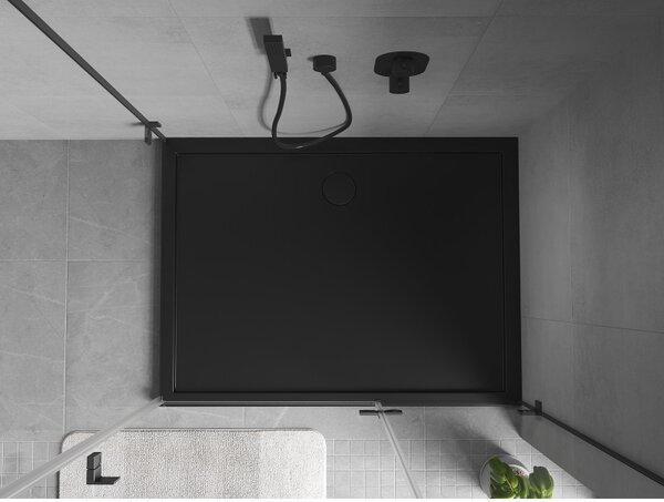 Mexen Flow, cădiță de duș dreptunghiulară subțire 75 x 70 cm, negru mat, 46R707075