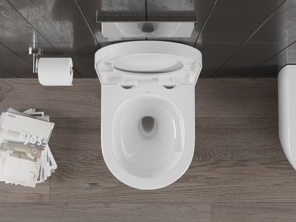Mexen Carmen, vas WC suspendat 490x365x340 mm, Rimless Tornado + scaun WC duroplast, alb lucios, 30880200T