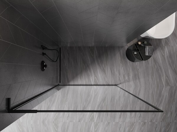 Mexen Kioto-F L, paravan de dus cu rama 50 x 202 cm, sticla transparenta 8 mm, profil negru, 800-050-174-70-00