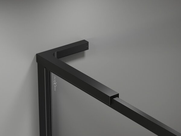Mexen Kioto-F L, paravan de dus cu rama 50 x 202 cm, sticla transparenta 8 mm, profil negru, 800-050-174-70-00