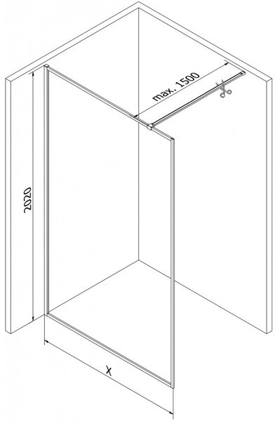 Mexen Kioto-XF, paravan de dus cu rama 140 x 202 cm, sticla mat 10mm, profil negru, 800-140-104-70-30-X