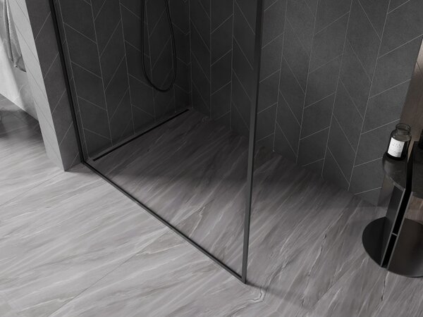 Mexen Kioto-F L, paravan de dus cu rama 50 x 202 cm, sticla transparenta 8 mm, profil negru, 800-050-174-70-00