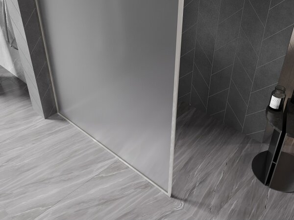 Mexen, Perete de duș Mexen Kioto-XF cu ramă 60 x 202 cm, mat 10 mm, nichel mat - 800-060-104-97-30-X