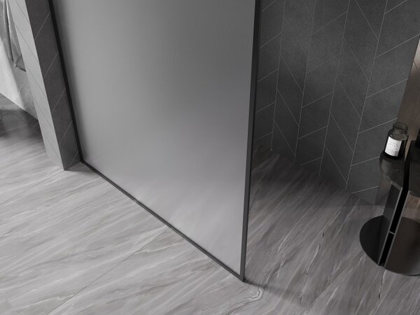 Mexen Kioto-XF, paravan de dus cu rama 140 x 202 cm, sticla mat 10mm, profil negru, 800-140-104-70-30-X