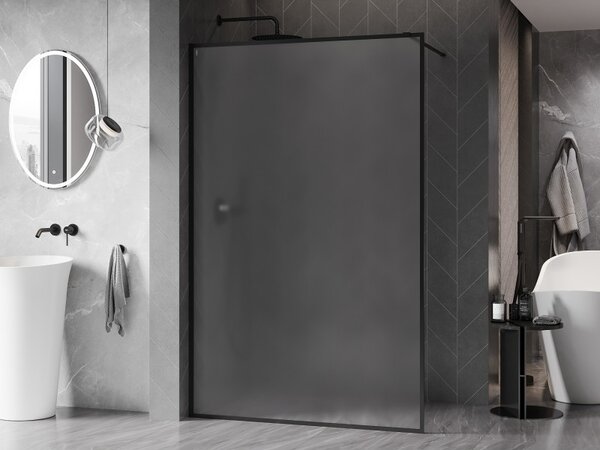Mexen Kioto-XF, paravan de dus cu rama 140 x 202 cm, sticla mat 10mm, profil negru, 800-140-104-70-30-X