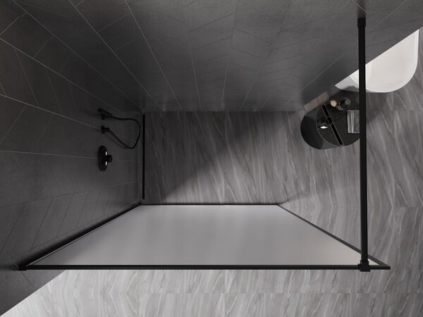Mexen Kioto-XF, paravan de dus cu rama 140 x 202 cm, sticla mat 10mm, profil negru, 800-140-104-70-30-X