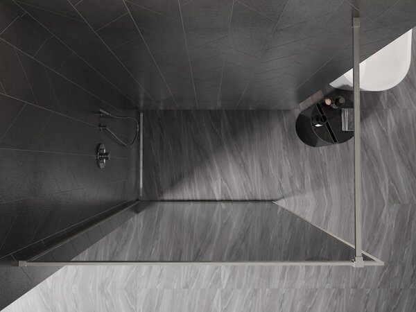 Mexen, Perete de duș Mexen Kioto-XF cu ramă 60 x 202 cm, grafit 10 mm, nichel mat - 800-060-104-97-40-X