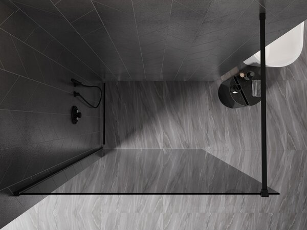 Mexen, Perete de duș Mexen Kioto-X 60 x 200 cm, grafit 10 mm, negru - 800-060-101-70-40-X