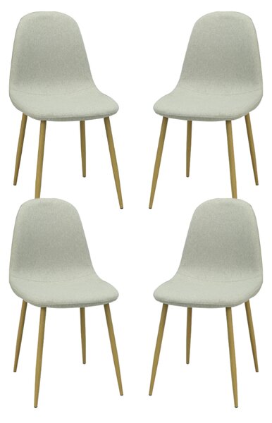 Set 4 scaune dining Diego, stil scandinav, textil, picioare metalice, gri