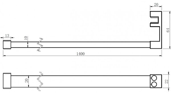Mexen Kioto, suport pentru prosoape pentru paravan de dus, max. 140 cm, crom, 800-06-01