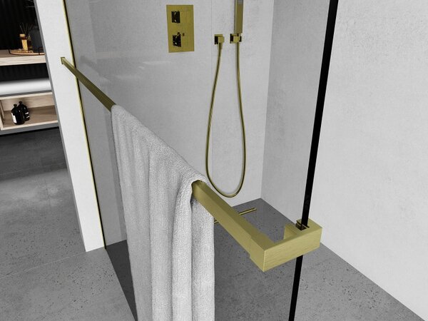 Mexen Kioto, suport pentru prosoape pentru paravan de dus, max. 140 cm, auriu mat, 800-06-55