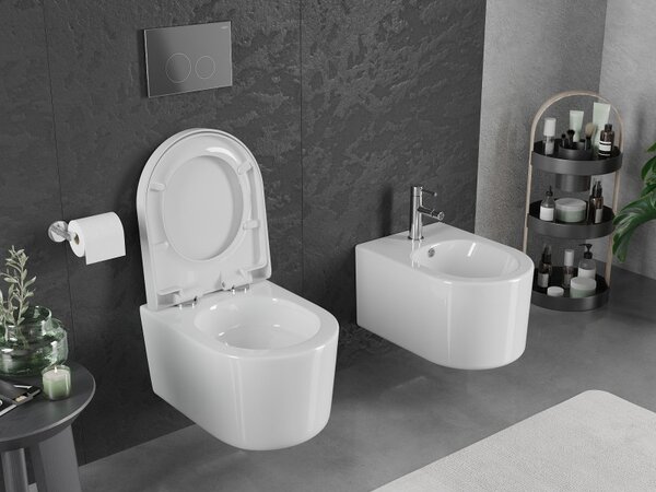 Mexen Sofia, vas WC suspendat 490x360x355 mm, Rimless Tornado + scaun WC duroplast, alb lucios, 30540200T