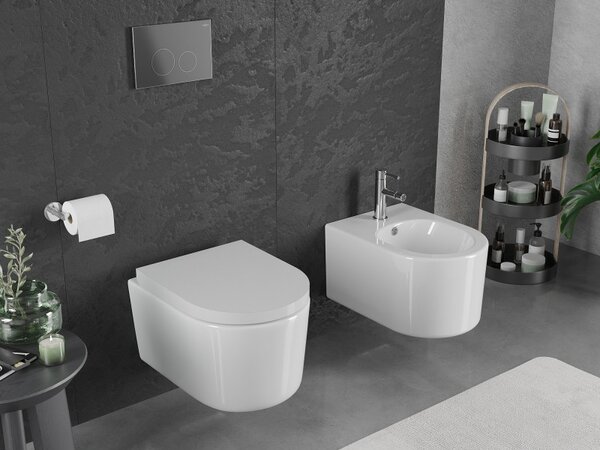 Mexen Sofia, vas WC suspendat 490x360x355 mm, Rimless Tornado + scaun WC duroplast, alb lucios, 30540200T