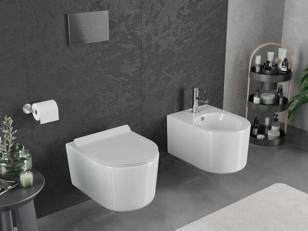 Mexen Sofia, vas WC suspendat 490x360x355 mm, Rimless Tornado + scaun WC duroplast, alb lucios, 30540100T
