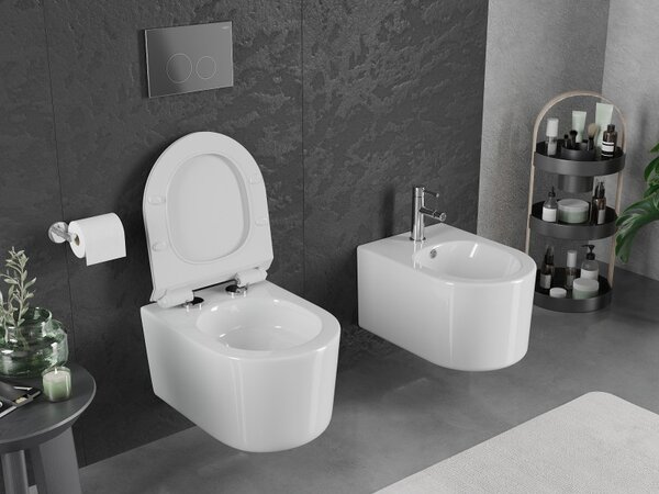 Mexen Sofia, vas WC suspendat 490x360x355 mm, Rimless Tornado + scaun WC duroplast, alb lucios, 30540100T