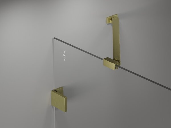 Mexen Lunar, paravan de cadă cu 2 aripi, dreapta, 130 x 150 cm, sticlă transparentă, auriu mat, 897-130-100-55-00-P