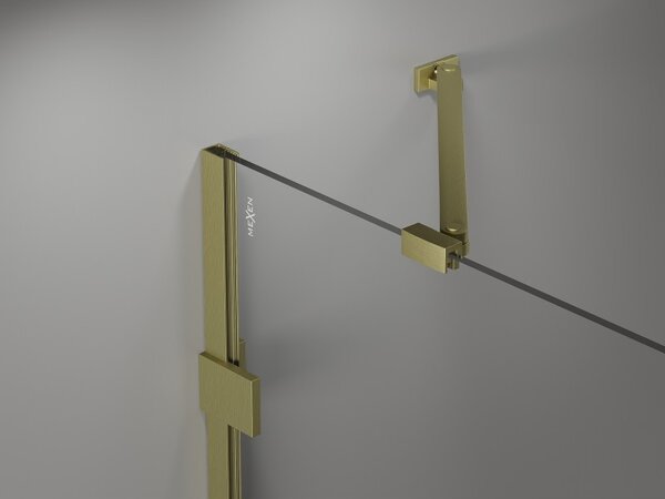 Mexen Lunar, paravan de cadă cu 2 aripi, dreapta, 130 x 150 cm, sticlă transparentă, auriu mat, 897-130-100-55-00-P