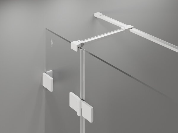 Cabină de duș cu balamale Mexen Lunar T, dreapta 80 x 80 cm, sticlă transparentă de 8 mm, profil alb, 834T-080-080-20-00-P