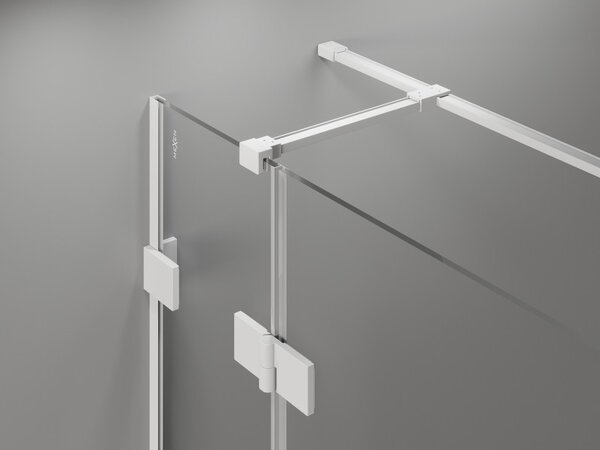 Cabină de duș cu balamale Mexen Lunar T, dreapta 80 x 80 cm, sticlă transparentă de 8 mm, profil alb, 834T-080-080-20-00-P