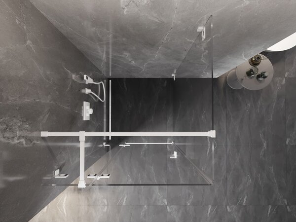 Cabină de duș pliabilă Mexen Lunar T, stânga 90 x 90 cm, sticlă transparentă de 8 mm, profil alb, 834T-090-090-20-00-L