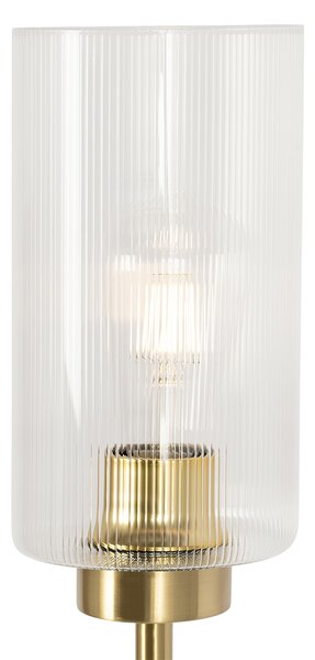 Lampă de podea Art Deco aurie cu sticlă 2 lumini - Laura