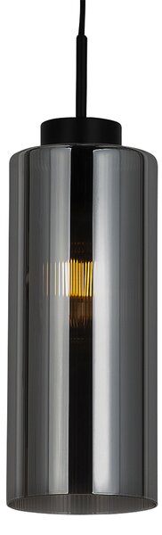 Art Deco hanglamp zwart met smoke glas - Laura