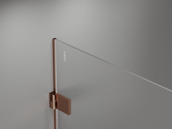 Mexen Lunar-B, ușă de duș cu balamale pe stânga 110 cm, sticlă transparentă de 8 mm, profil auriu-roz, 832S-110-050-60-00-L