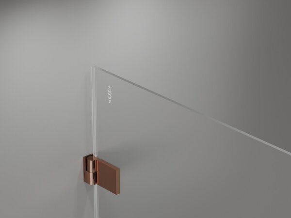 Mexen Lunar-B, ușă de duș cu balamale pe stânga 110 cm, sticlă transparentă de 8 mm, profil auriu-roz, 832S-110-050-60-00-L