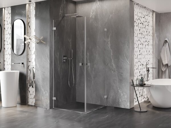 Mexen Lunar-B Duo, duș cu balamale 70 x 70 cm, sticlă transparentă de 8 mm, profil cromat, 832-070L-070P-01-00
