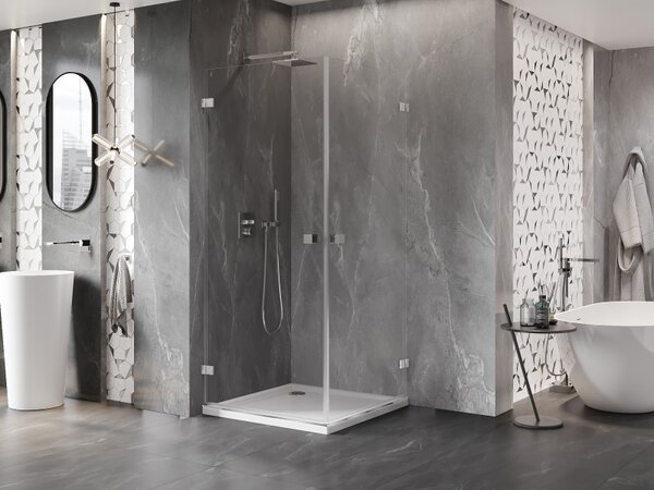 Mexen Lunar-B Duo, duș cu balamale 70 x 70 cm, sticlă transparentă de 8 mm, profil cromat, 832-070L-070P-01-00