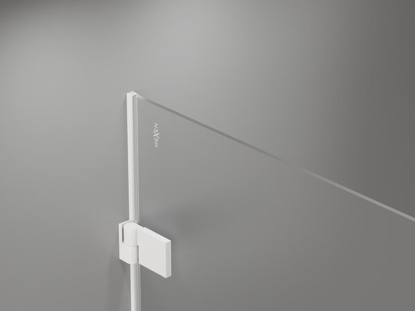 Ușă de duș Mexen Lunar-B, cu balamale pe dreapta, 110 cm, sticlă transparentă de 8 mm, profil alb, 832S-110-050-20-00-P