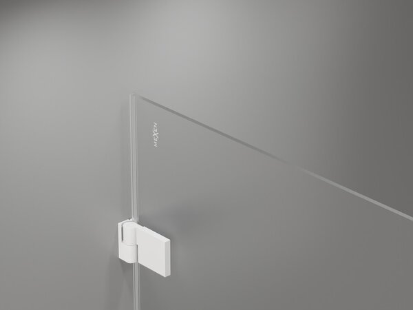 Ușă de duș Mexen Lunar-B, cu balamale pe dreapta, 110 cm, sticlă transparentă de 8 mm, profil alb, 832S-110-050-20-00-P