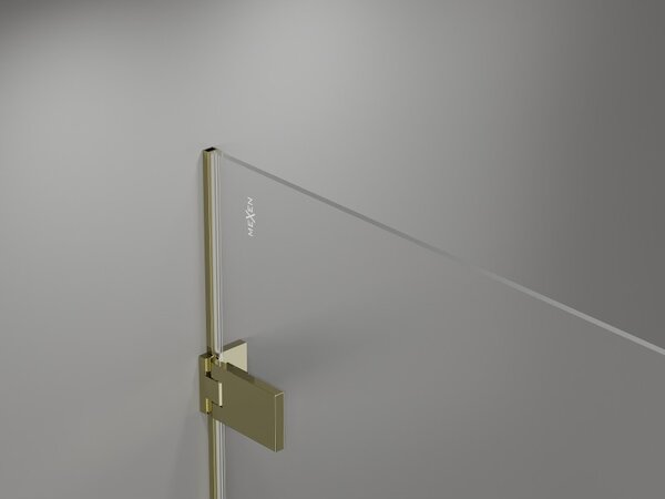 Mexen Lunar-F L, colt dus dreapta 80 x 70 cm, sticla transparenta 8 mm, profil auriu, 836L-080-070-50-00-P