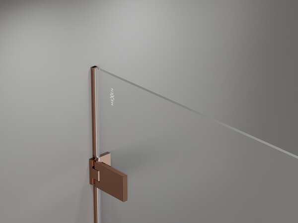 Mexen Lunar-F, ușă de duș pliabilă dreapta 75 cm, sticlă transparentă de 8 mm, profil auriu-roz, 836-075-000-60-00-P