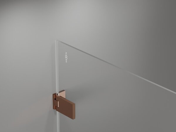 Mexen Lunar-F, ușă de duș pliabilă dreapta 75 cm, sticlă transparentă de 8 mm, profil auriu-roz, 836-075-000-60-00-P