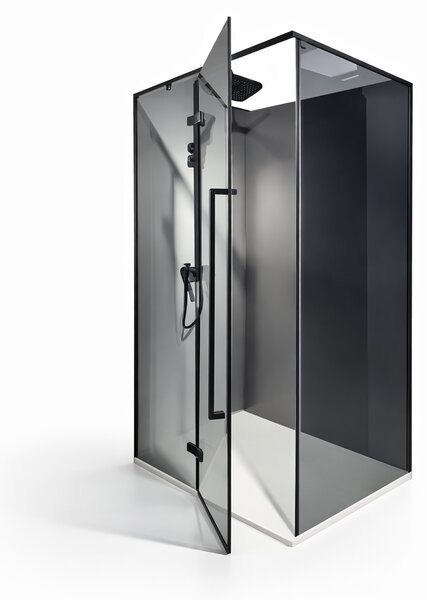 Cabina dus HYDRA 80x100 dreptunghiulara, sticla fumurie securizata 8 mm, profil negru mat