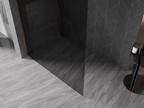 Mexen, Perete de duș Mexen Kioto-X 60 x 200 cm, grafit 10 mm, auriu roz - 800-060-101-60-40-X
