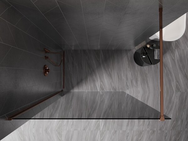 Mexen, Perete de duș Mexen Kioto-X 60 x 200 cm, grafit 10 mm, auriu roz - 800-060-101-60-40-X